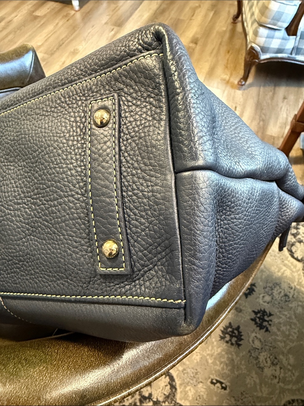 Dooney & Bourke Blue Dillen Large Pebble Leather Satchel Purse - Picture 14 of 16